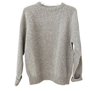 Vtg McGregor Fisherman Wool Sweater Mens Large Pullover Marled Gray Neutral EUC